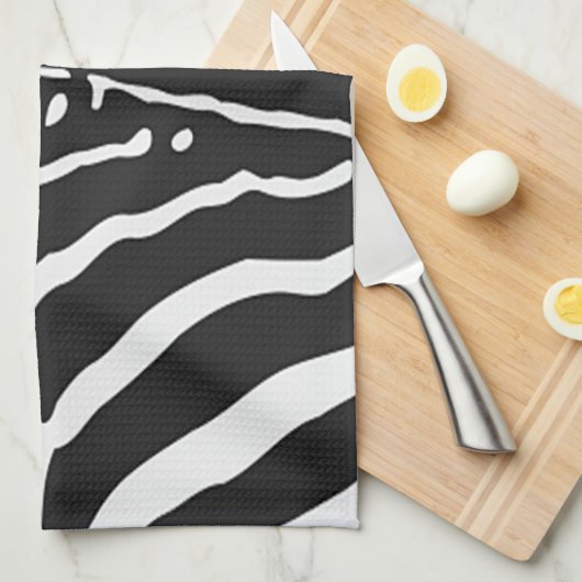 Authentiële Zebra huidafdruk - zwarte witte streep Theedoek (Quarter Fold)