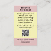 Author Book Review Request Card QR Code Pastel Visitekaartje (Achterkant)