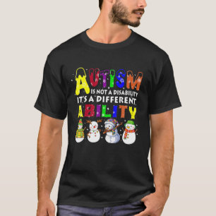 Autism Ability Cute Snowman Autism Family Love Kin T-shirt