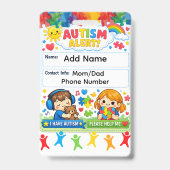 Autism Alert Emergency Contact ID Badge (Face)