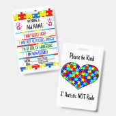 Autism Alert Non verbal Autistic Contact Badge (Front & Back)