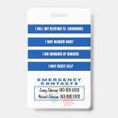 Autism Alert Nonverbal Autistic Contact Badge (Back)