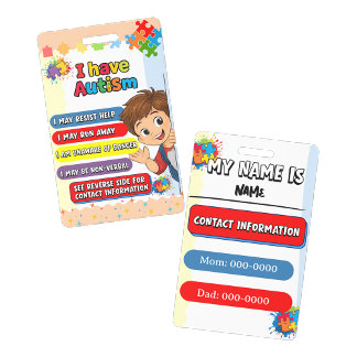 Autism Alert Nonverbal Autistic Contact  Badge