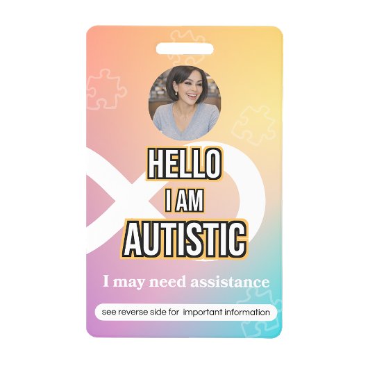 Autism Alert Photo ID Alert Badge