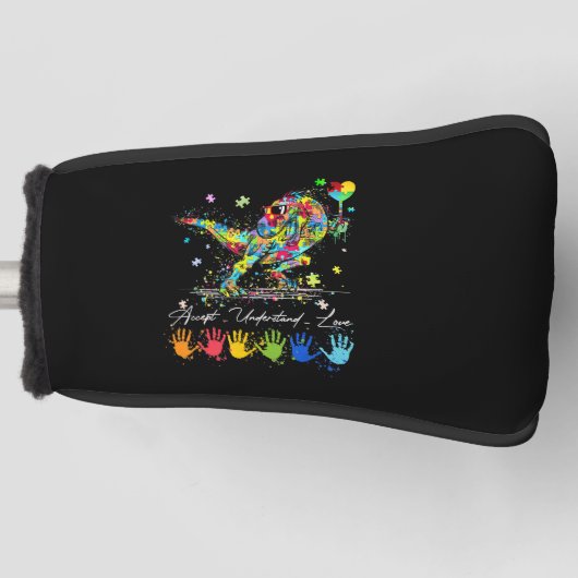 Autism Awareness Accept Understand Love Dinosaurs Golfheadcover (Voorkant)