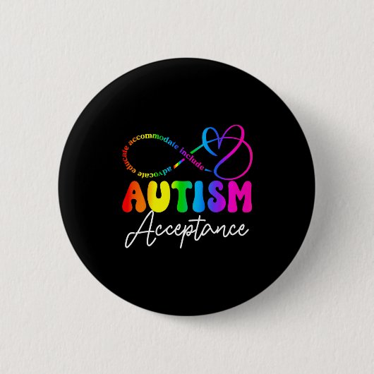 Autism Awareness Acceptance Infinity Symbol Advoca Ronde Button 5,7 Cm (Voorkant)