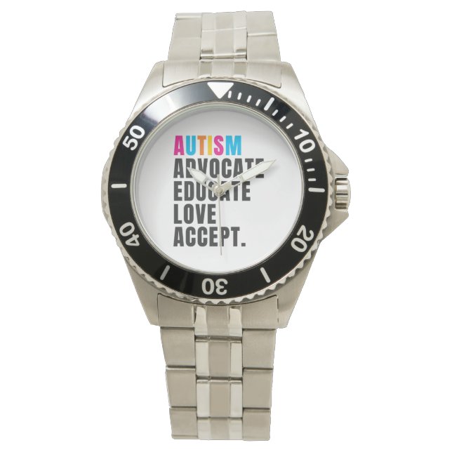 Autism Awareness Advocate Educate Love Accept Horloge (Voorkant)