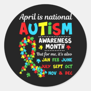 Autism Awareness - April is National Autism Awaren Ronde Sticker