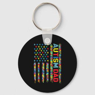 Autism Awareness Autism Dad America Flag Puzzle G Sleutelhanger