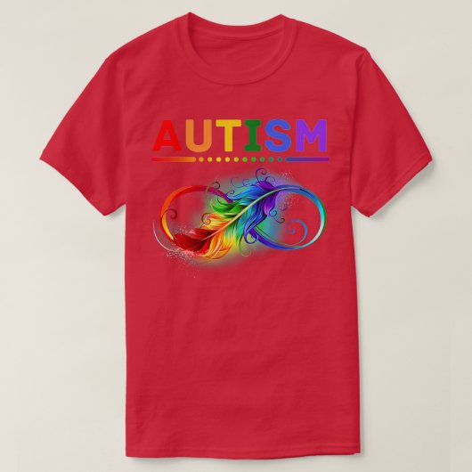 Autism Awareness Autistic Support Feather Ribbon M T-shirt (Design voorkant)