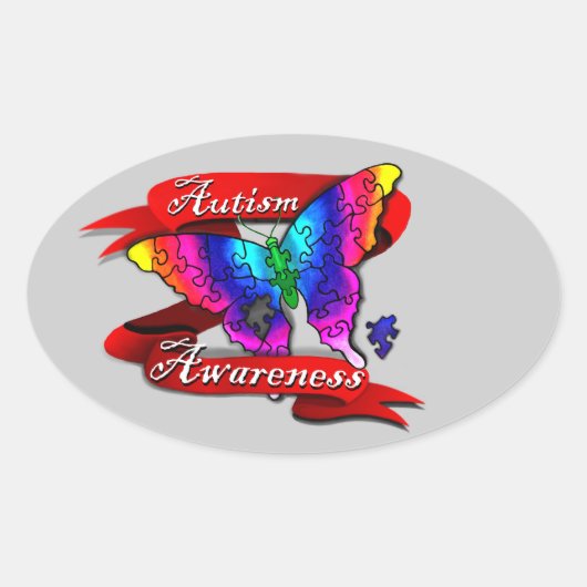 Autism Awareness Banner Ovale Sticker (Voorkant)