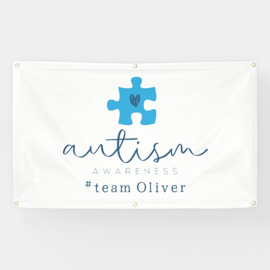 autism awareness blue puzzle piece #team name  spandoek (Horizontaal)