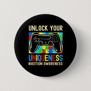 Autism Awareness Boys Girls Video Game Controller Ronde Button 5,7 Cm