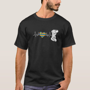 Autism Awareness Boys Video Game Heartbeat Retro A T-shirt