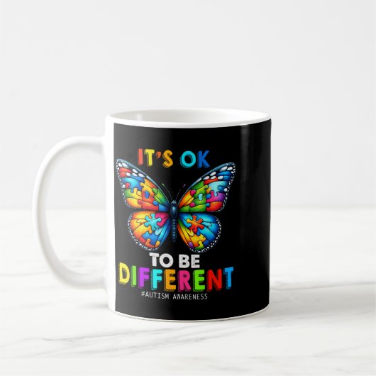 Autism Awareness Butterfly Animal Its Ok To Be Dif Koffiemok (Links)