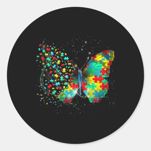 Autism Awareness Butterfly Peace Lover Gift Mannen Ronde Sticker (Voorkant)