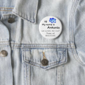 Autism Awareness Button with jouw naam and phone (In situ)