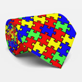 Autism Awareness Colorful Puzzle Stropdas (Opgerold)