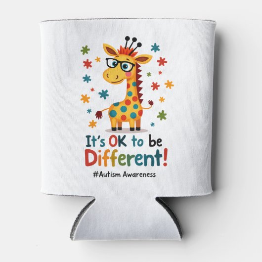 Autism Awareness Cute Giraffe Animal Its Ok To Be Blikjeskoeler (Voorkant)