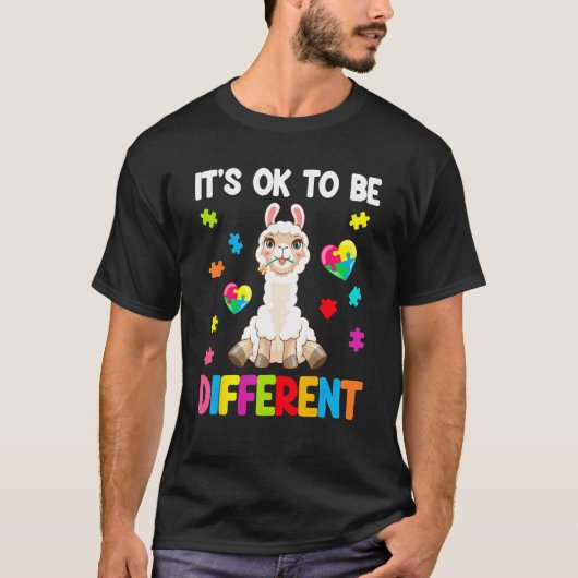 Autism Awareness Cute Llama  It s Ok To Be Differe T-shirt (Voorkant)