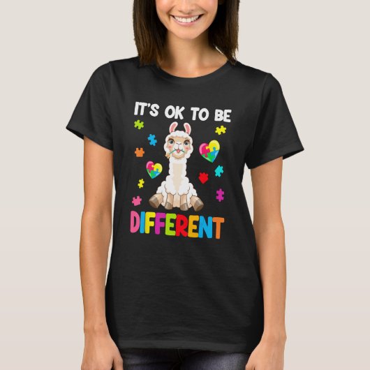 Autism Awareness Cute Llama It s Ok To Be Differe T-shirt (Voorkant)