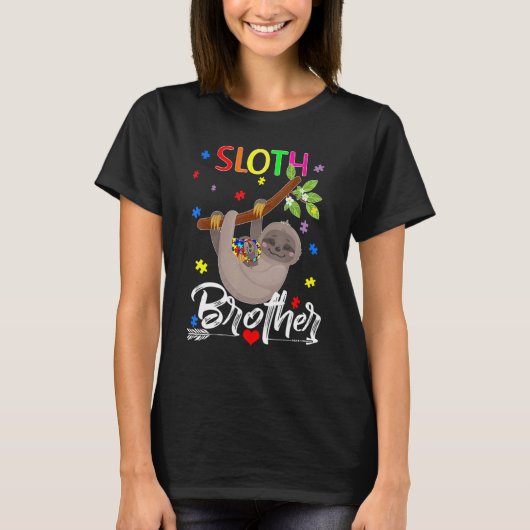Autism Awareness Cute Sloth Puzzle Piece Brother T-shirt (Voorkant)