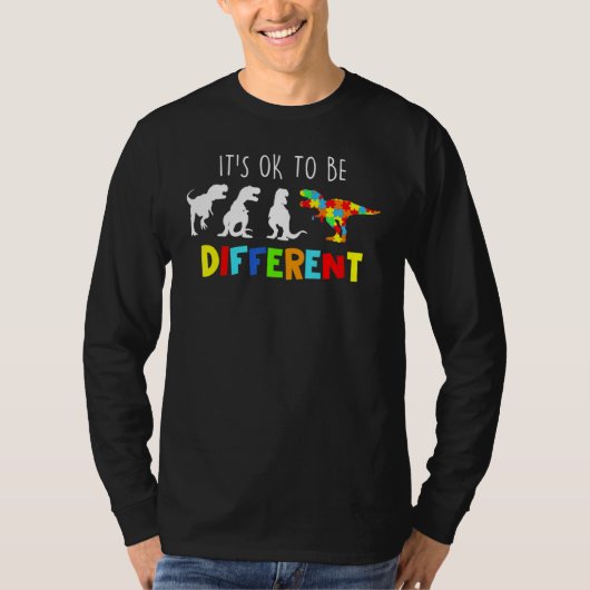 Autism Awareness Dinosaur Kid Boys Its Ok To Be Di T-shirt (Voorkant)