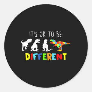 Autism Awareness Dinosaur Kind boezemt het op zijn Ronde Sticker