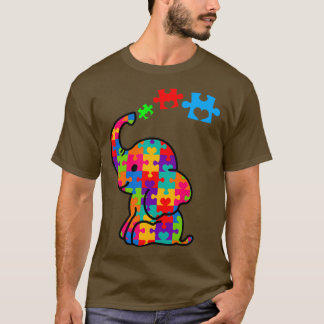 Autism Awareness Elephant Gift Cute Elephant Puzzl T-shirt