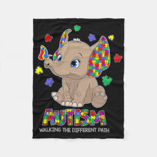 Autism Awareness Elephant Walking The Different Pa Fleece Deken