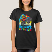 Autism Awareness Embrace Difference Trex Monster T-shirt (Voorkant)