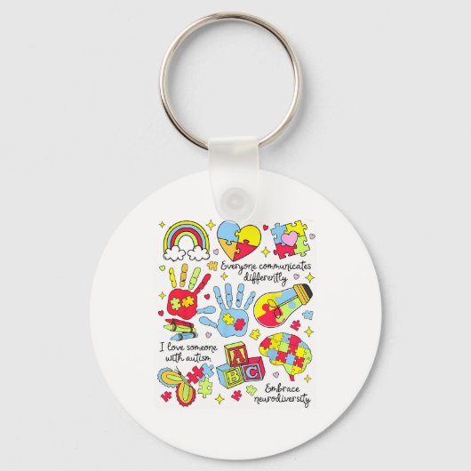 Autism Awareness Everyone Communicates Differently Sleutelhanger (Voorkant)