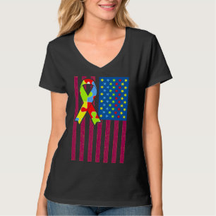 Autism Awareness Flag Month Ribbon Puzzle Differen T-shirt