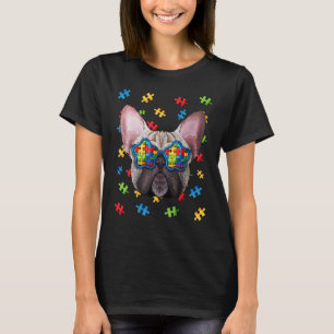 Autism Awareness French Bulldog Puzzle Sunglazen T-shirt