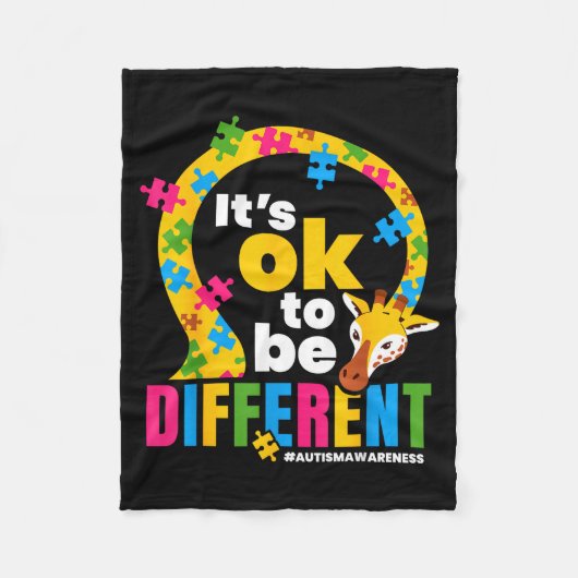 Autism Awareness Giraffe It’s Ok To Be Different G Fleece Deken (Voorkant)