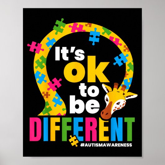Autism Awareness Giraffe It’s Ok To Be Different G Poster (Voorkant)