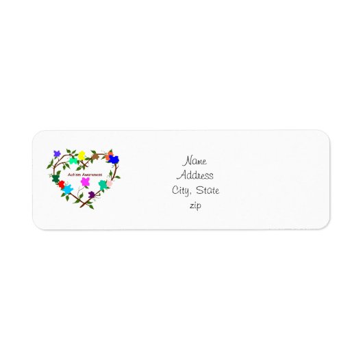 Autism Awareness hartpuzzels address label (Voorkant)