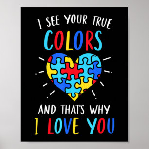 Autism Awareness Heart Ik zie je ware kleuren Puzz Poster