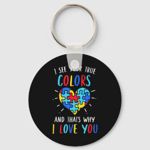 Autism Awareness Heart Ik zie je ware kleuren Puzz Sleutelhanger