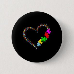 Autism Awareness Heart Puzzle Piece Valentijn Ronde Button 5,7 Cm