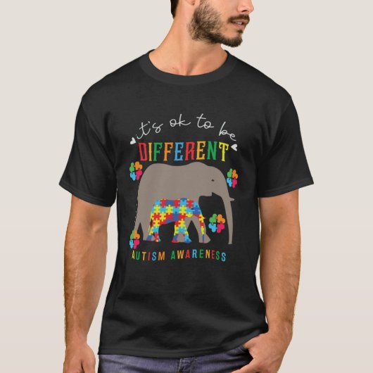 Autism Awareness It s Ok To Be Different Elephants T-shirt (Voorkant)