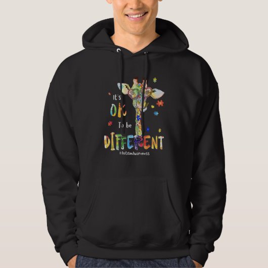 Autism Awareness It's Ok To Be Different Be Kind W Hoodie (Voorkant)
