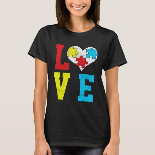 Autism Awareness LOVE Autistic Pride Asperger Prou T-shirt (Voorkant)