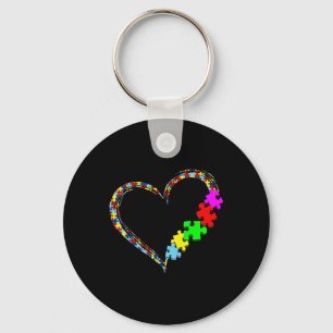 Autism Awareness Love Heart Puzzle Piece Gift Men Sleutelhanger