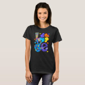 Autism Awareness Love Letter Cute Heart Puzzle Mam T-shirt (Voorkant volledig)