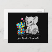 Autism Awareness Love Needs No Words Elephant Supp Briefkaart (Voorkant / Achterkant)