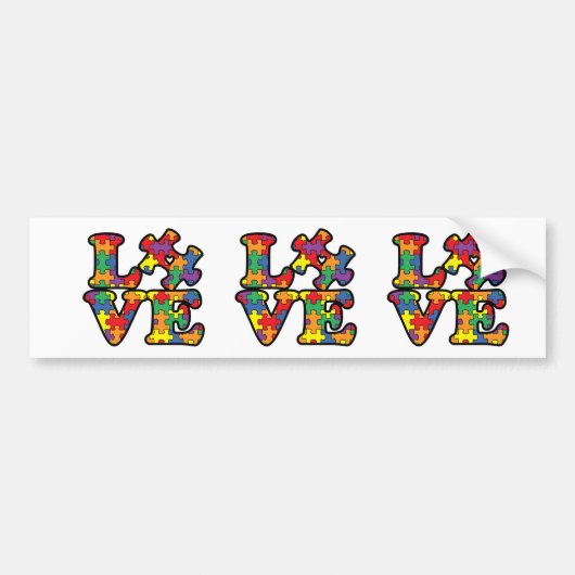 Autism Awareness Love Puzzle Piece Bumpersticker (Voorkant)