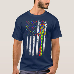 Autism Awareness Maand American Flag Autistic T-shirt