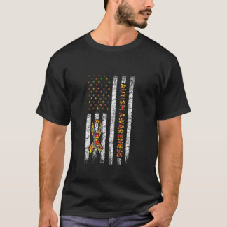 Autism Awareness Mam Dad USA vlag Autistic Awarene T-shirt
