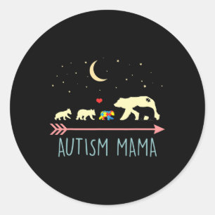 Autism Awareness Mama Beer 4 Cubs Autism Mama Ronde Sticker
